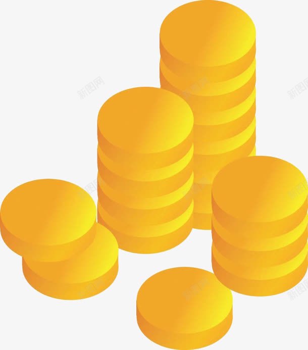 堆叠的金币png免抠素材_新图网 https://ixintu.com 卡通 手绘 金钱 黄色