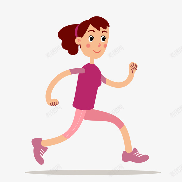 跑步女孩装饰png免抠素材_新图网 https://ixintu.com 卡通人物 卡通女孩 背景装饰 跑步人物