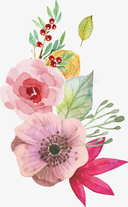 精美水彩花卉装饰矢量图素材