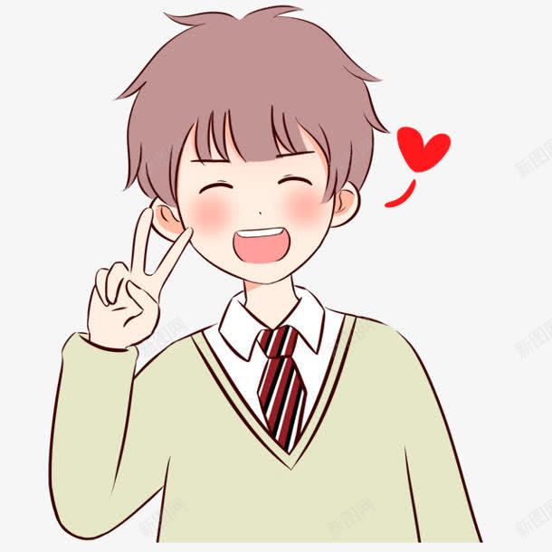 剪刀手男孩卡通png免抠素材_新图网 https://ixintu.com 剪刀 卡通 男孩
