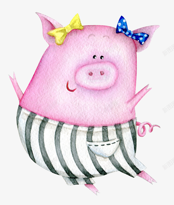 卡通猪png免抠素材_新图网 https://ixintu.com Q版猪 可爱猪 手绘猪 水彩动物 粉色猪