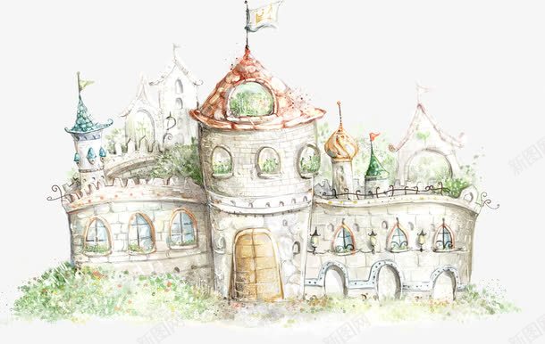 可爱手绘卡通城堡png免抠素材_新图网 https://ixintu.com 卡通房子 可爱小屋 可爱手绘建筑 小房子