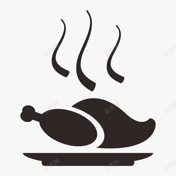 鸡腿图标png_新图网 https://ixintu.com 卡通 火鸡 烤鸡 食物图标 香喷喷的烤鸡 鸡腿 鸡腿图标 黑色