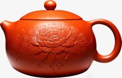 红色茶壶花纹茶具素材