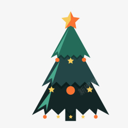 黑绿色黑绿色星星装饰圣诞树矢量图高清图片