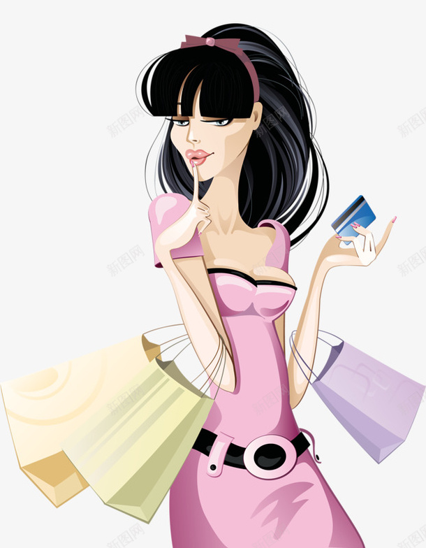 卡通购物女人png免抠素材_新图网 https://ixintu.com 卡 卡通 卡通女人 购物 购物袋
