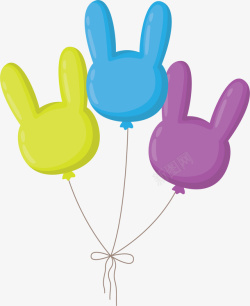 彩色兔耳朵气球束矢量图素材