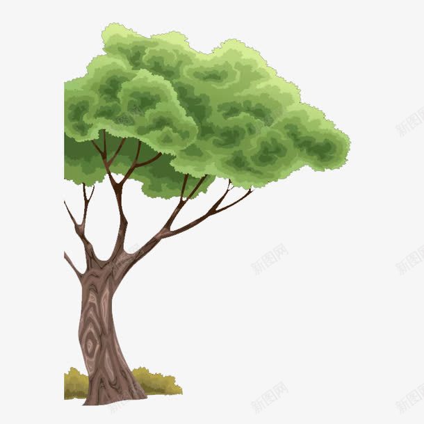 卡通小树png免抠素材_新图网 https://ixintu.com 一棵 卡通 叶子 小树 手绘 枝干 树干 绿色 黑色