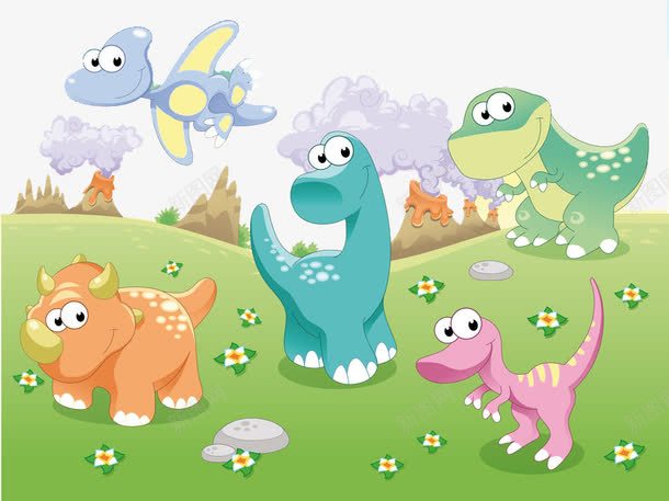 可爱的恐龙世界png免抠素材_新图网 https://ixintu.com 世界 卡通 可爱 恐龙