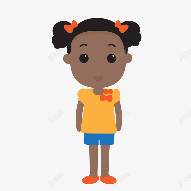 黑种人女孩png免抠素材_新图网 https://ixintu.com 儿童 卡通女孩 小女孩 背景装饰 黑人女孩