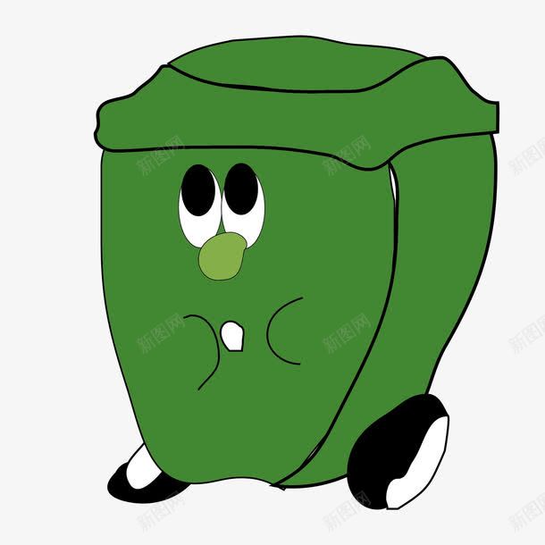 可爱卡通绿色垃圾箱png免抠素材_新图网 https://ixintu.com 卡通可爱 可爱卡通 可爱绿色 垃圾箱