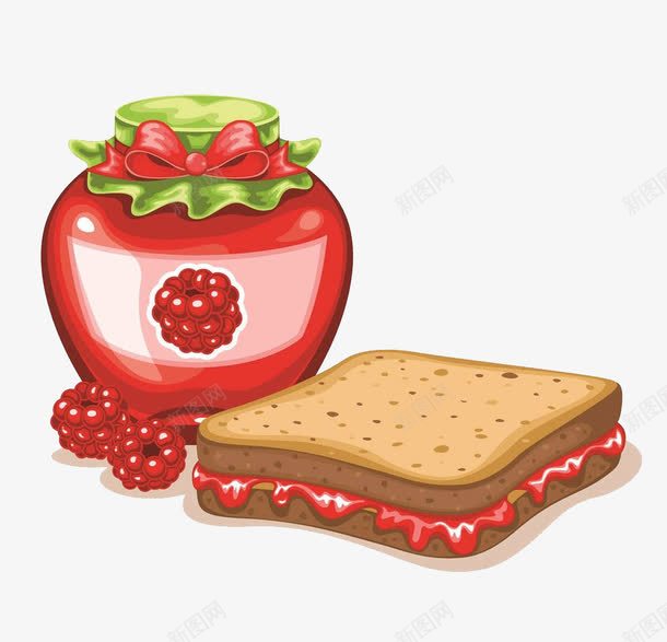 果酱和面包png免抠素材_新图网 https://ixintu.com 果酱 矢量装饰 红色 蝴蝶结 装饰 面包