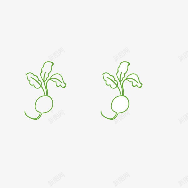 手绘萝卜一个实心一个空心psd免抠素材_新图网 https://ixintu.com 手绘 生鲜 绿色 蔬果