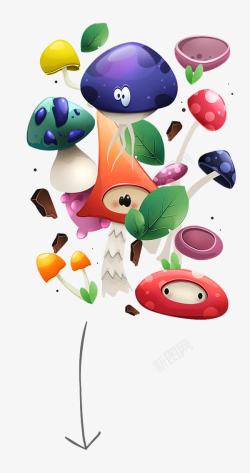 彩色小蘑菇卡通彩色小蘑菇高清图片