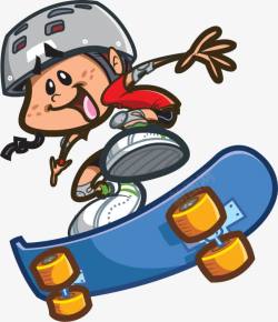 滑板车图案卡通人物骑滑板车图案素材