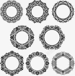 8个圆形装饰花边素材
