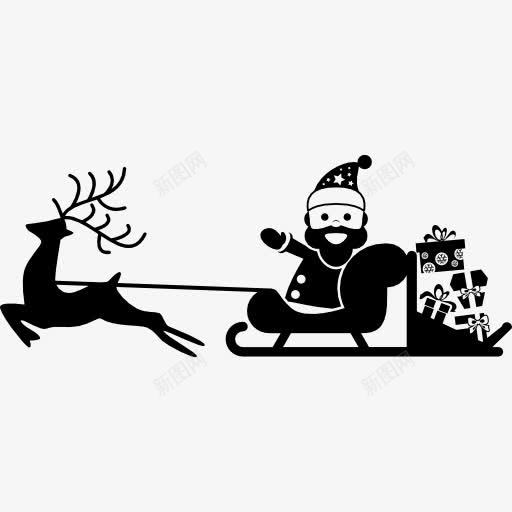 圣诞老人在他的雪橇的驯鹿图标png_新图网 https://ixintu.com 人 圣诞 圣诞老人 圣诞节 旅行 运输 进行 雪橇 驯鹿