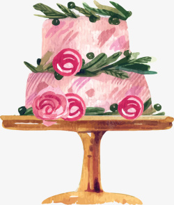 玫瑰裱花粉色蛋糕矢量图素材