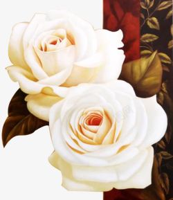 油画白玫瑰花背景素材