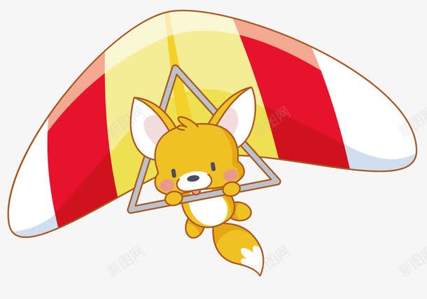 滑翔伞上的狐狸png免抠素材_新图网 https://ixintu.com 动物 卡通 滑翔伞 滑翔翼 狐狸 运动