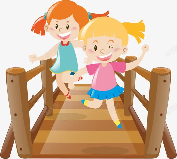 女孩嬉戏png免抠素材_新图网 https://ixintu.com 幼稚园 朋友 装饰 过桥