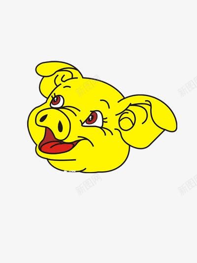 卡通的黄色猪头png免抠素材_新图网 https://ixintu.com 张嘴 微笑 猪头