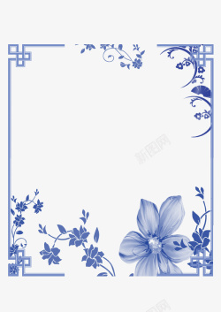 西式蓝色花纹素材