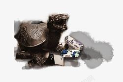 中国风古董乌龟装饰品中国风青铜狮头龟高清图片