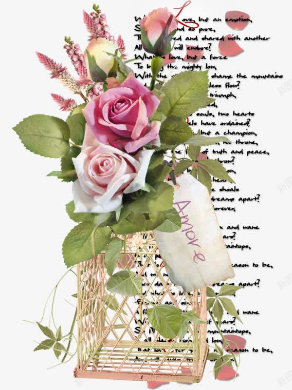 玫瑰花装饰png免抠素材_新图网 https://ixintu.com 创意 手绘 玫瑰花 花苞 花蕾 英文字母背景