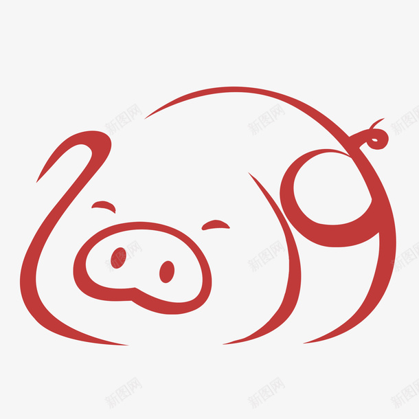 猪猪线条透明背景png免抠素材_新图网 https://ixintu.com 中国风 卡通 手绘猪 猪线条