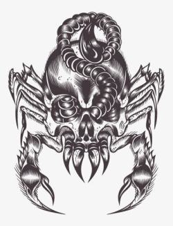 手绘纹身艺术蝎子图素材