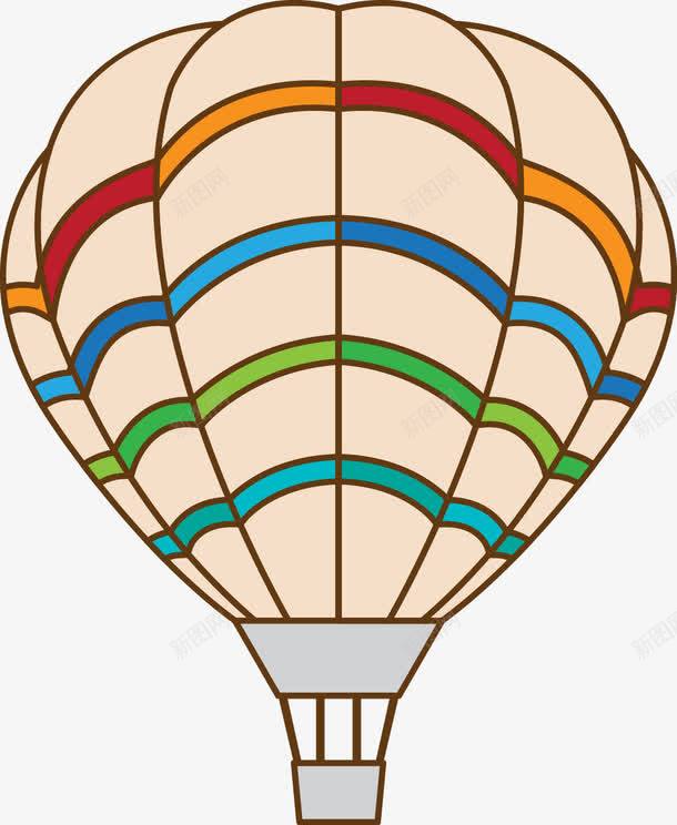 空中的热气球png免抠素材_新图网 https://ixintu.com 手绘 条纹 热气球 空中 米色 红色 蓝色 黄色