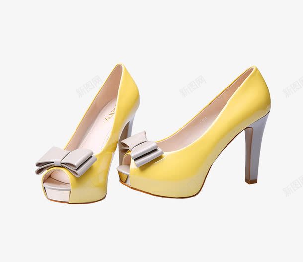 黄色高跟鞋png免抠素材_新图网 https://ixintu.com 产品实物 亮皮 高跟鞋 黄色