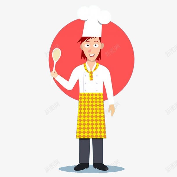 卡通厨师人物png免抠素材_新图网 https://ixintu.com 勺子 卡通人物 厨师 围裙 职业