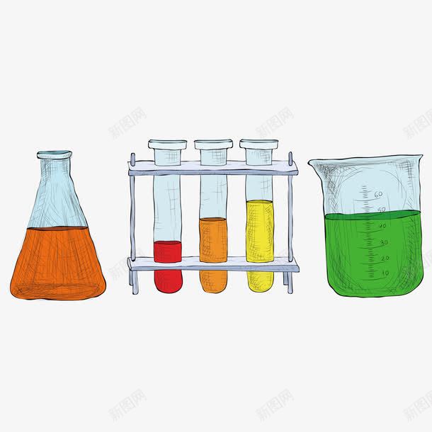 手绘化学实验容器png免抠素材_新图网 https://ixintu.com 化学试剂 实验 容器 手绘