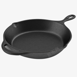 黑色煎锅一个黑色手柄黑色小型平底煎锅高清图片