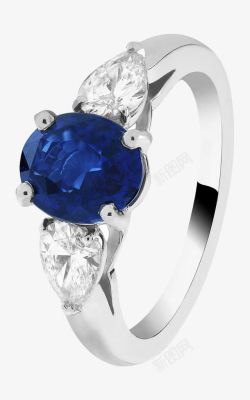 矢量圆形蓝宝石产品实物圆形单颗蓝宝石戒指高清图片