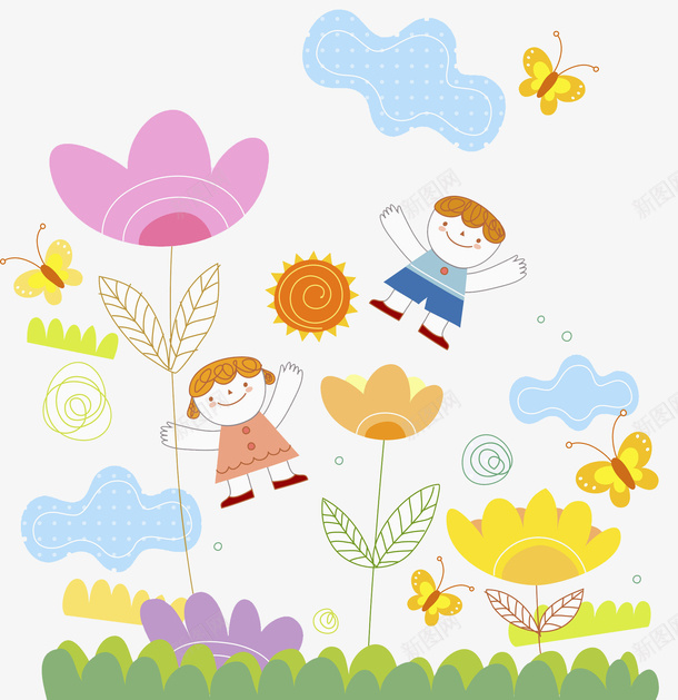 儿童乐园png免抠素材_新图网 https://ixintu.com 儿童乐园 卡通人物 卡通手绘 水彩画 肖像画 装饰图案