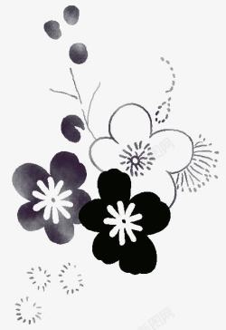 黑白线条花素材