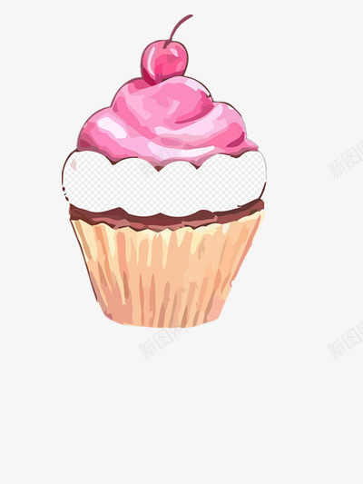 卡通蛋糕png免抠素材_新图网 https://ixintu.com 卡通 奶油 手绘 粉红色 美味 蛋糕