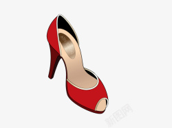 红鞋高跟鞋卡通矢量图素材