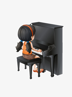 钢琴的女孩小女孩钢琴弹奏高清图片