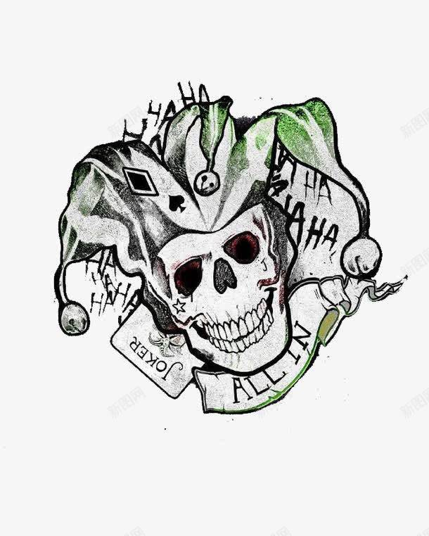 小丑骷髅纹身图png免抠素材_新图网 https://ixintu.com joker 小丑 纹身 骷髅