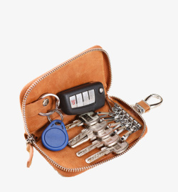 棕色钥匙钥匙链手拿包高清图片