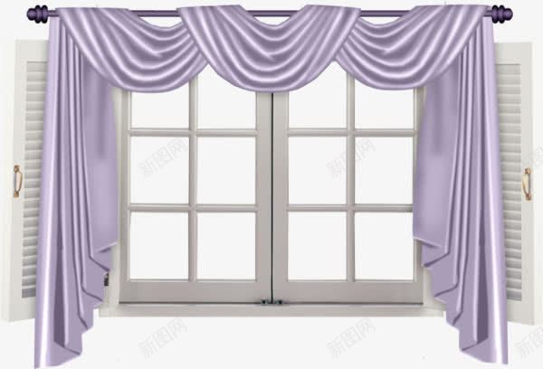 紫色窗帘png免抠素材_新图网 https://ixintu.com 手绘 窗帘 窗户 紫色
