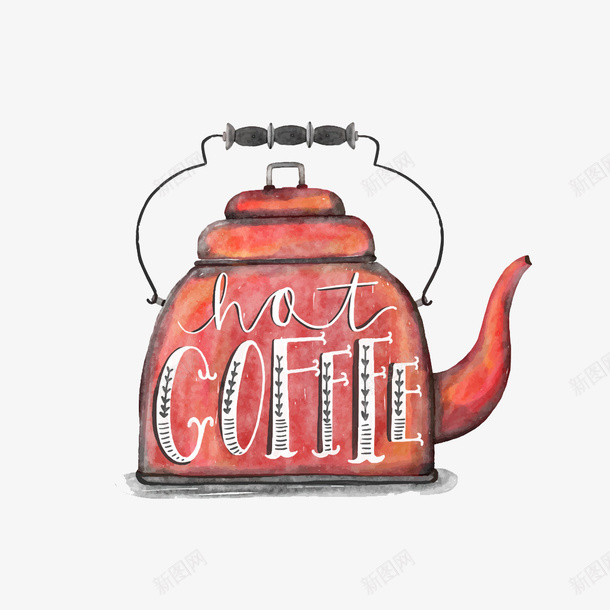 手绘茶壶png免抠素材_新图网 https://ixintu.com 卡通 手绘 查库 水彩 茶壶