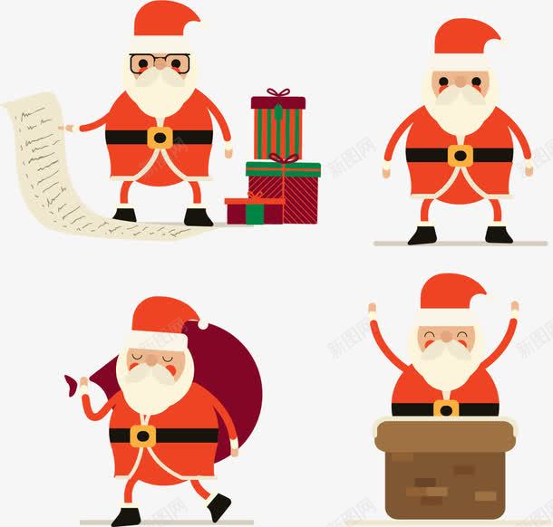 四个圣诞老人图标png_新图网 https://ixintu.com 列清单的圣诞老人 爬烟囱 背着礼物袋
