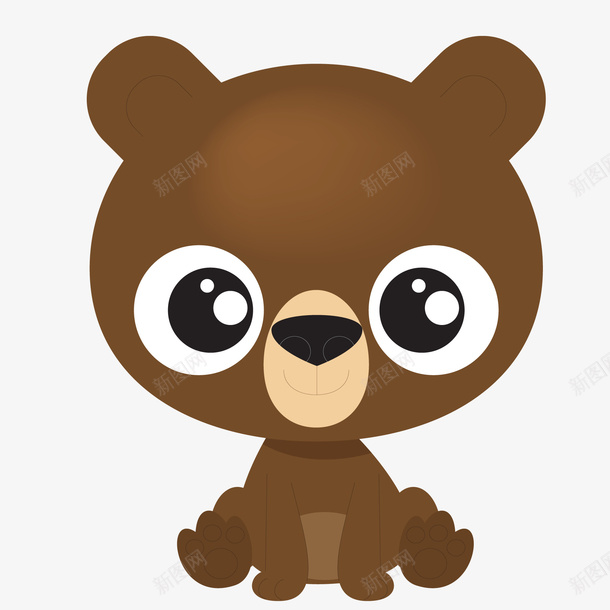 卡通可爱的熊动物矢量图ai免抠素材_新图网 https://ixintu.com 动物设计 卡通 可爱 大眼睛 棕色 熊 矢量图