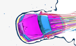 紫色手绘汽车矢量图素材
