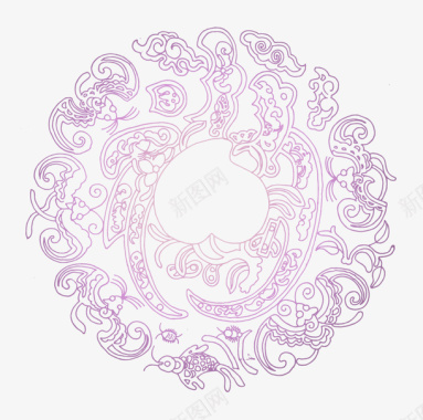 紫色中国风花纹装饰图案图标图标